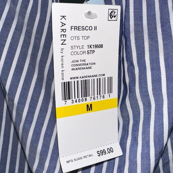 NWT Karen by Karen Kane Fresco striped Off the Shoulder Blouse - Picture 5 of 6